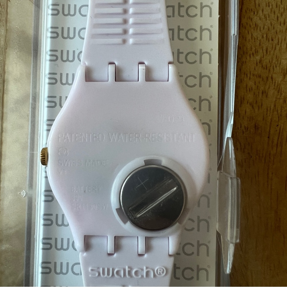 Swatch GUIMAUVE GP148 Watch w/ Metallic Face & Light Pink Silicone Strap - Picture 5 of 11
